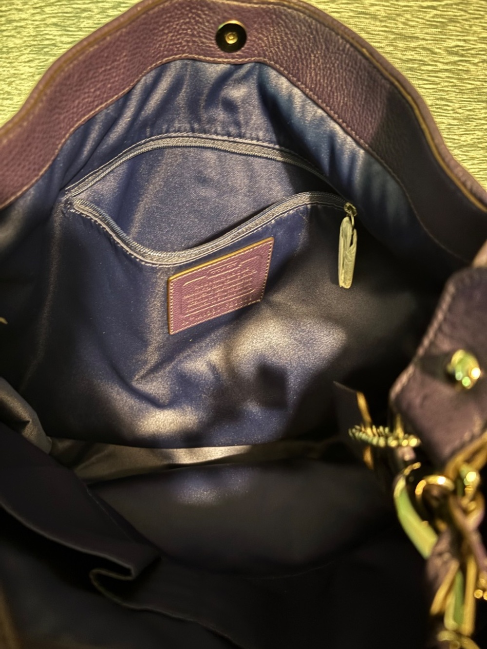 Coach Avery Pebbled Leather Shoulder Tote Hobo Satchel Bag #F23309 Purple - Picture 12 of 12